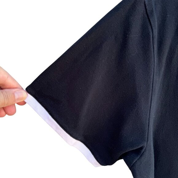 Esprit Vintage 80s 90s Black White Collar Retro Chic Preppy Crop Polo Shirt L - Picture 7 of 8